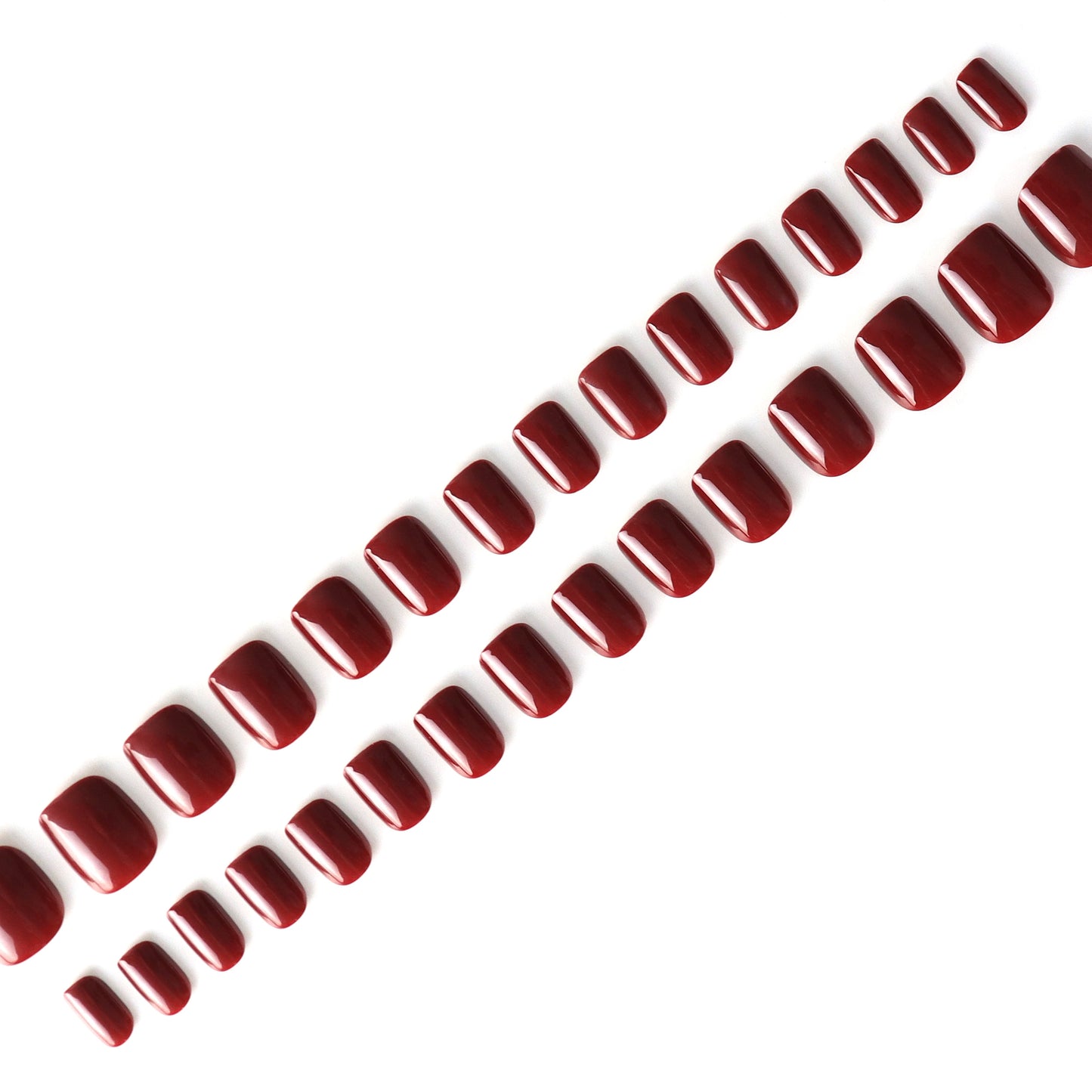 Wine Red, Cat Eye Effect, Press-on Nails, Square Shape, Short Length, 24 Pieces, Gel Polish Finish