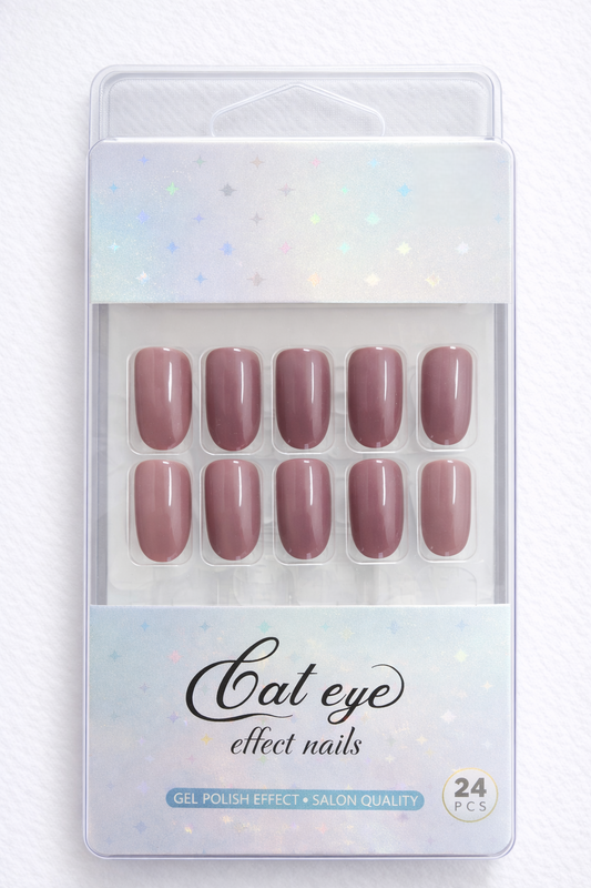 Mauve Rose Matt Press-on Nails, 24 Pieces, Oval Shape, Gel Polish Finish, Glossy, ABS Plastic, Medium Size