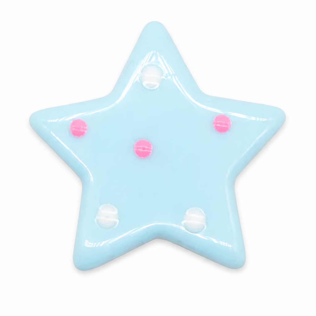 Star Shaped Shoe Charm, Light Blue with Pink Accents - Pair
