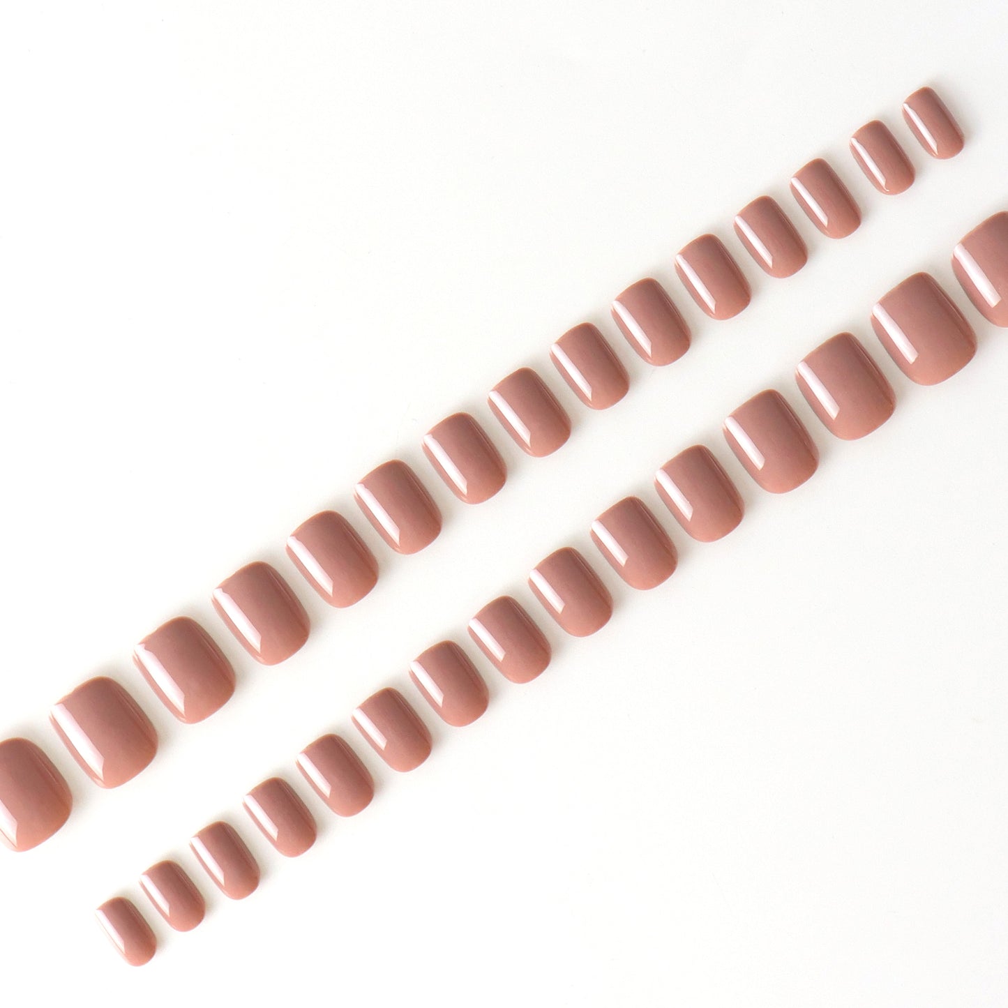 Dusty Rose Nude, Solid, Press-on Nails, Square Shape, Short Length, 24 Pieces, Gel Polish Finish
