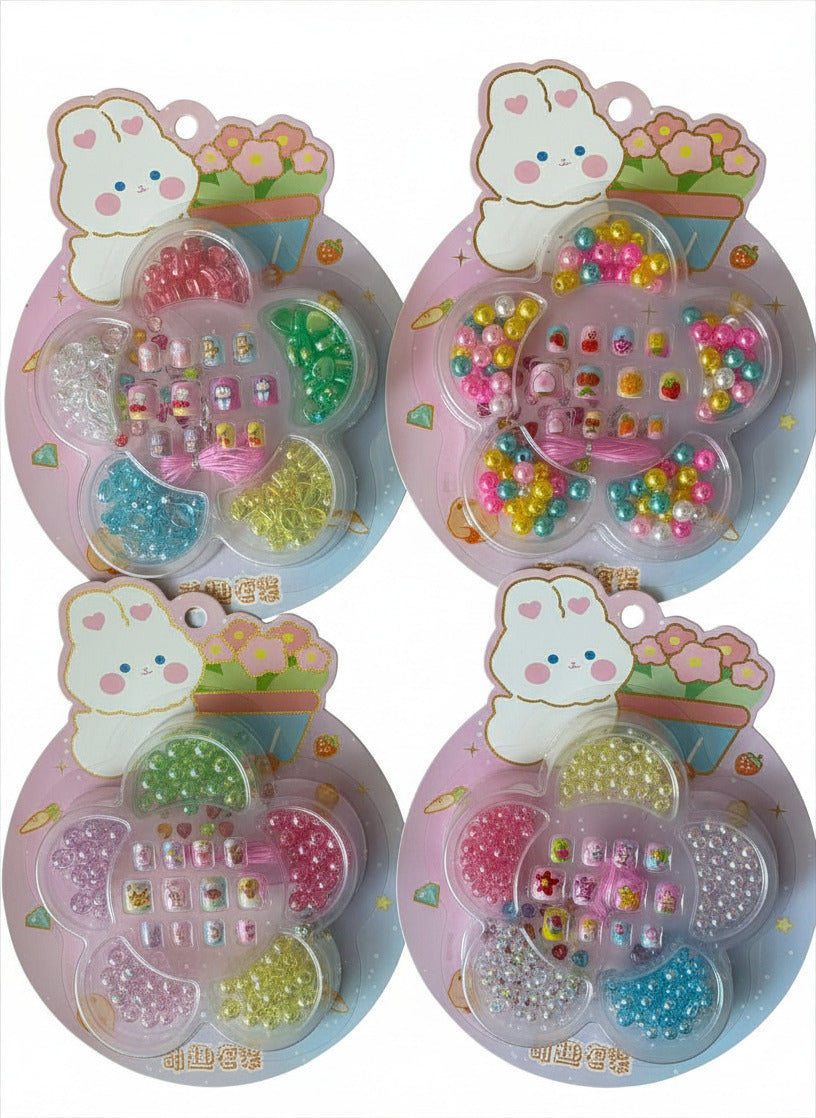 Cute Kids Press-On Nails with DIY Bracelet
