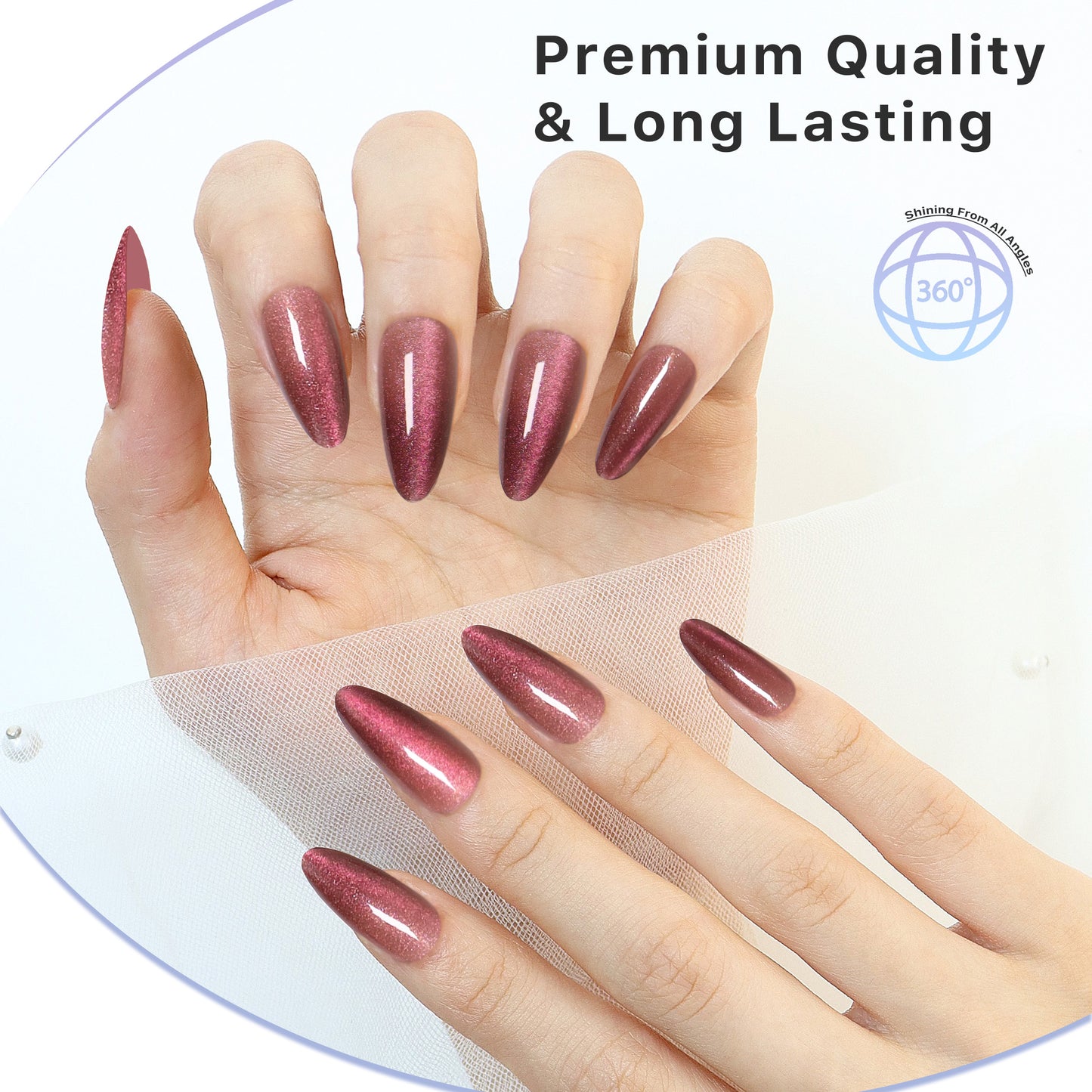 Sparkle Chocolate Brown  Press-on Nails, Almond Shape, Long Length, 24 Pieces, Gel Polish Finish
