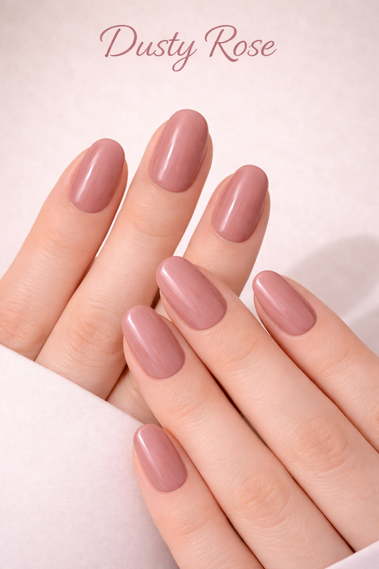 Dusty Rose Cat Eye Effect Press-on Nails, 24 Pieces, Oval Shape, Gel Polish Finish, Glossy, ABS Plastic, Medium Size