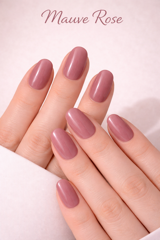 Mauve Rose Matt Press-on Nails, 24 Pieces, Oval Shape, Gel Polish Finish, Glossy, ABS Plastic, Medium Size