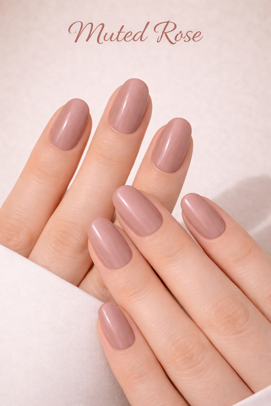 Press-on False Nails, Muted Rose Pink, Cat Eye Effect, Gel Polish Finish, Oval Shape, 24 Pieces, Medium Size, Glossy Finish