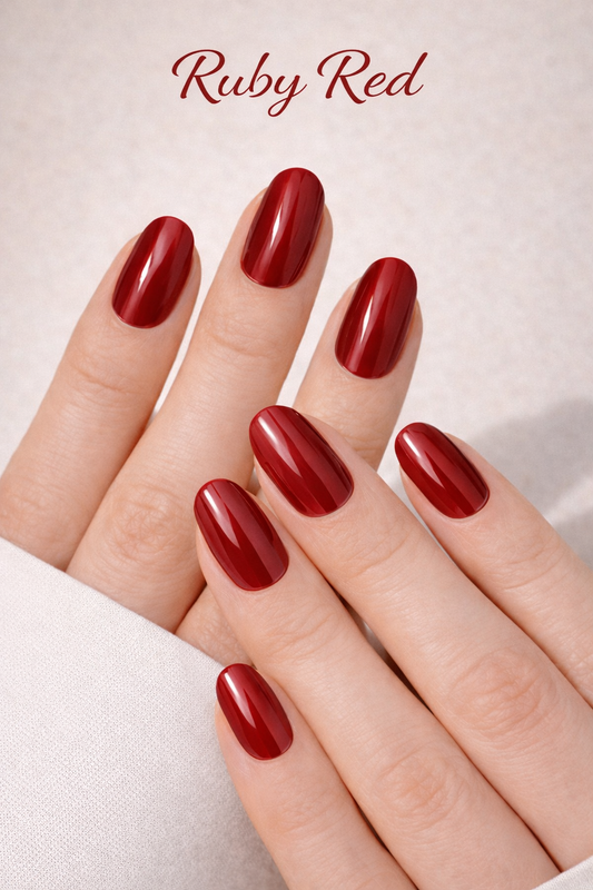 Cat Eye Effect Press-on Nails, Ruby Red, Oval Shape, 24 Pieces, Gel Polish Finish, Salon Quality, Reusable False Nails with Magnetic Shimmer