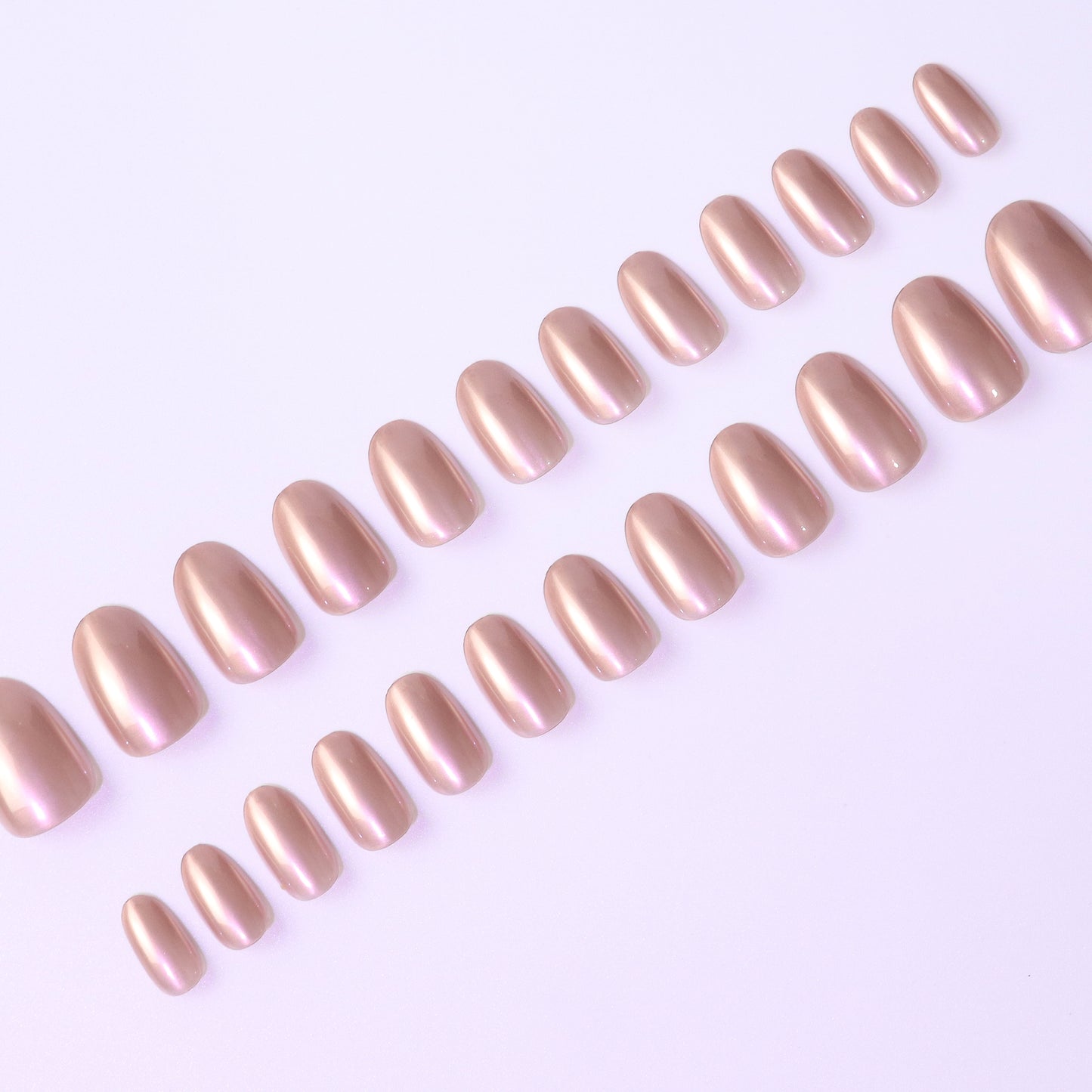 Sparking Dusty Rose Pink,  Press-on Nails, 24 Pieces, Oval Shape, Gel Polish Finish, ABS Plastic, Medium Size