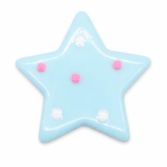 Star Shaped Shoe Charm, Light Blue with Pink Accents - Pair