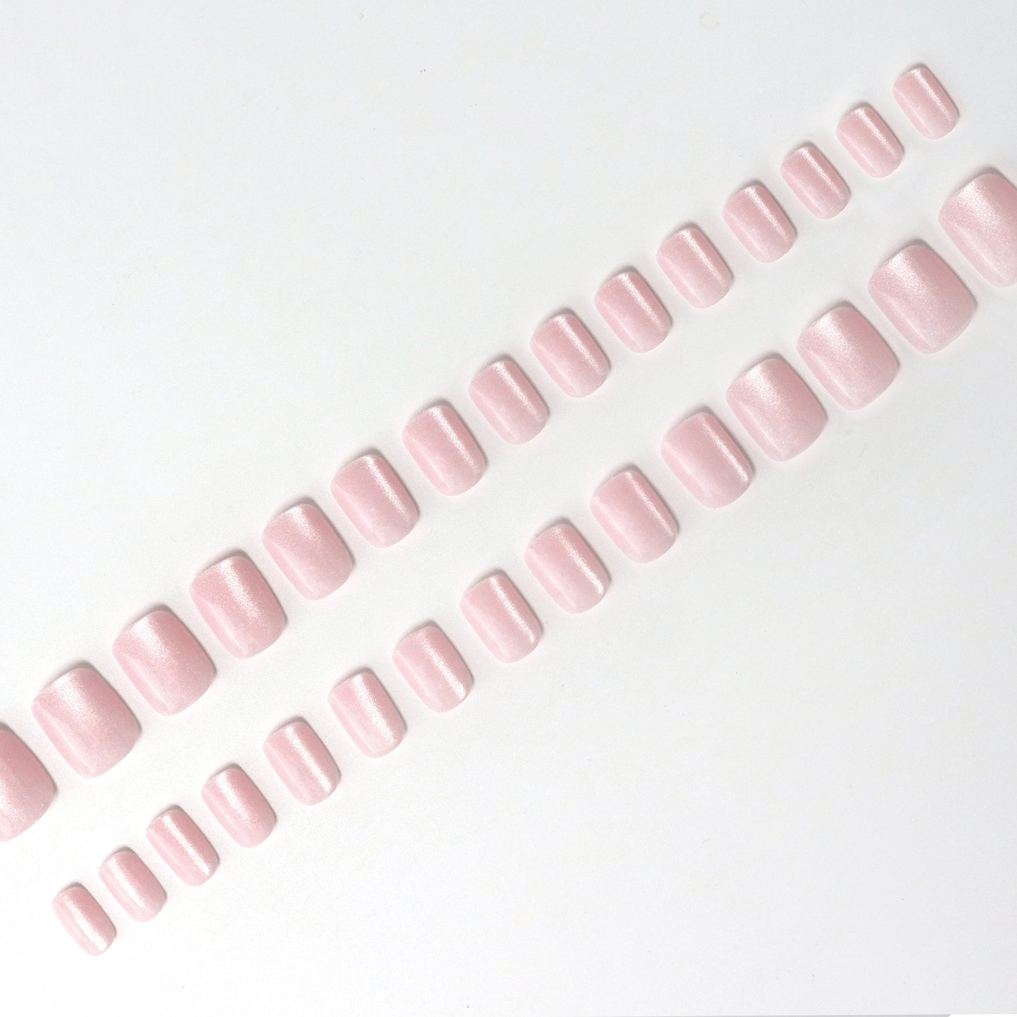 Cherry Blossom Cat Eye Effect, Press-on Nails, Square Shape, Short Length, 24 Pieces, Gel Polish Finish