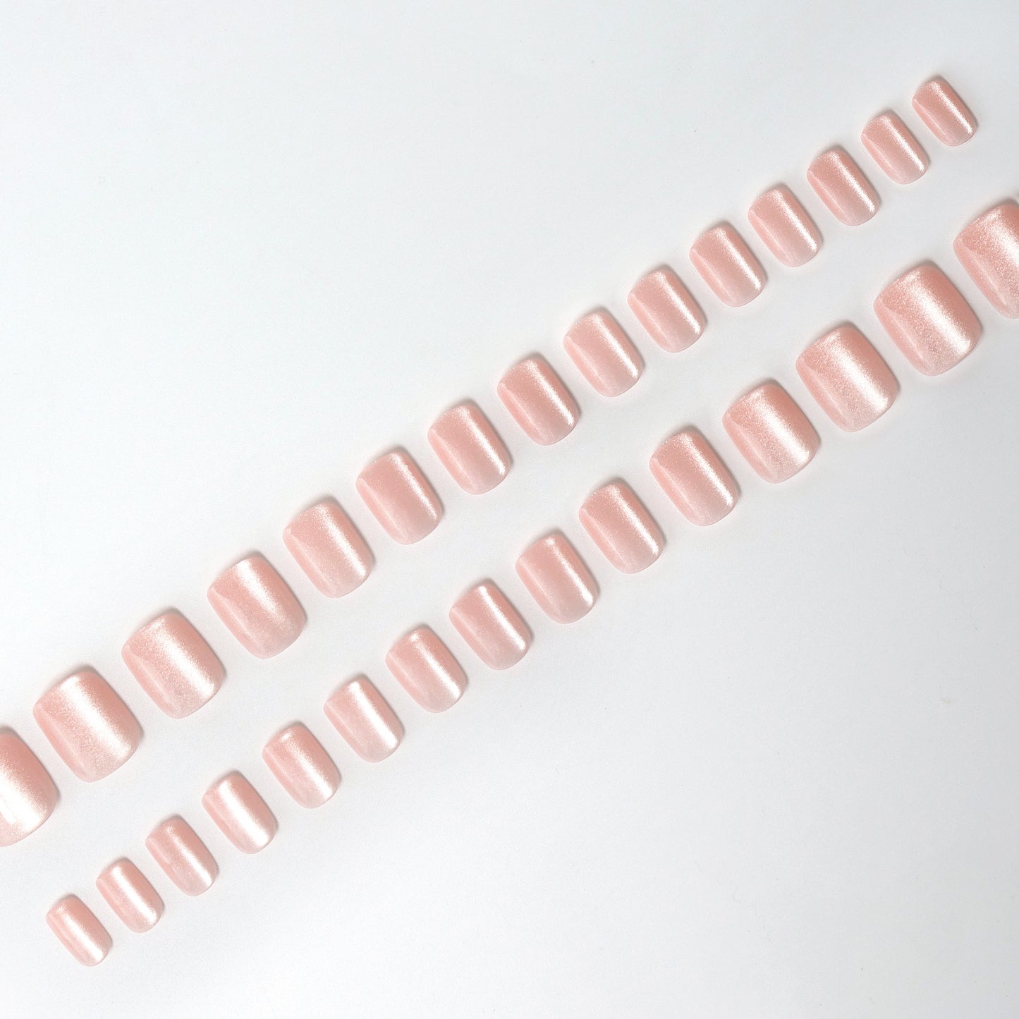 Pink Square, Cat Eye Effect, Press-on Nails, Square Shape, Short Length, 24 Pieces, Gel Polish Finish