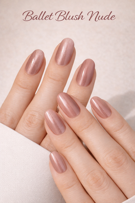 Ballet Blush Nude Cat eye, Press-on Nails, 24 Pieces, Oval Shape, Gel Polish Finish, Glossy