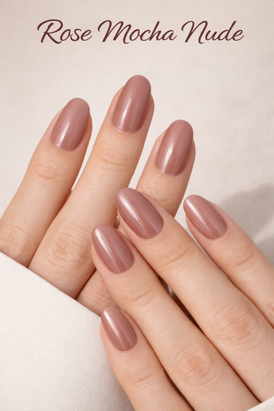 Cat Eye Effect Press-on Nails, Rose Mocha Nude, Oval Shape, 24 Pieces, Gel Polish Finish, Salon Quality, Reusable False Nails with Magnetic Shimmer