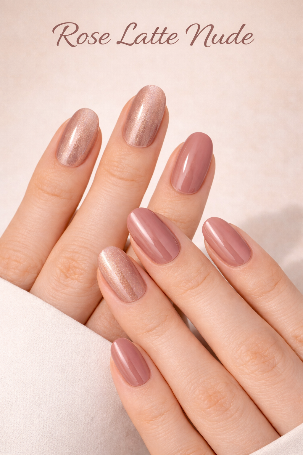 Rose Latte Cat eye, Press-on Nails, 24 Pieces, Oval Shape, Gel Polish Finish, Glossy