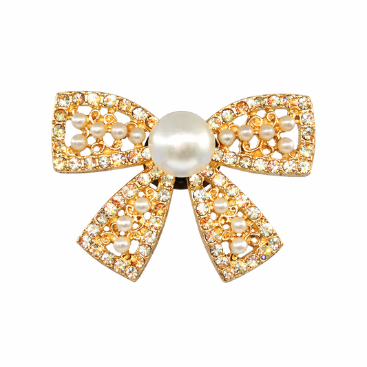 Shoe Charm, Golden Dimond bow - Pair