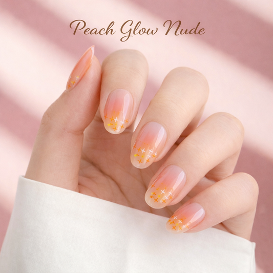 New Peach Glow Nude Design, Press-on Nails, False Nails, Fake Nails
