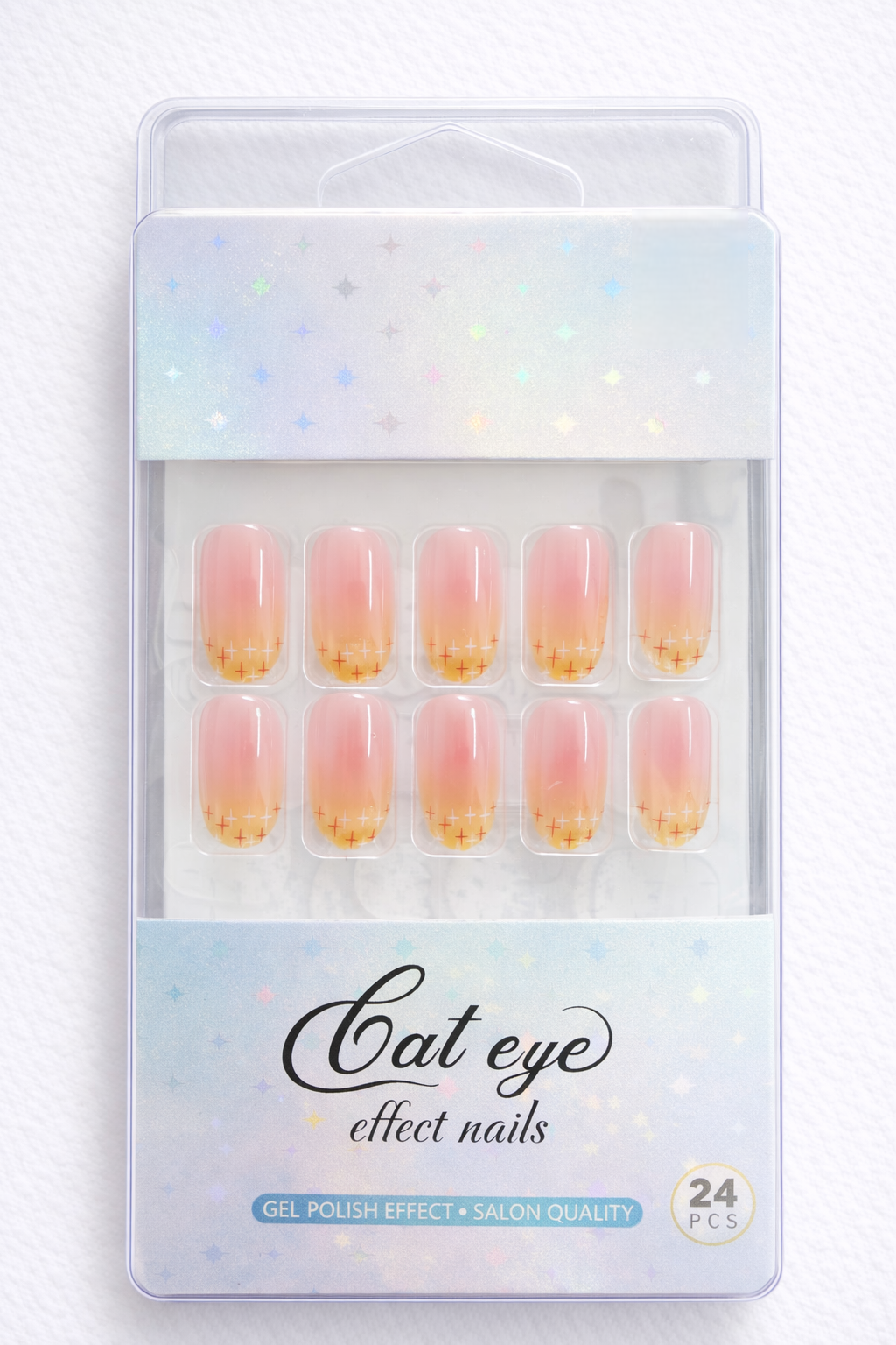 Peach Glow Nude Design,  Nail Art, Press-on Nails, Oval Shape, Medium Length, 24 Pieces, Gel Polish Finish
