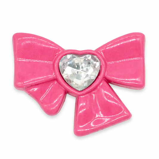 Bow Shaped Shoe Charm, Pink Dimond heart Bow - Pair