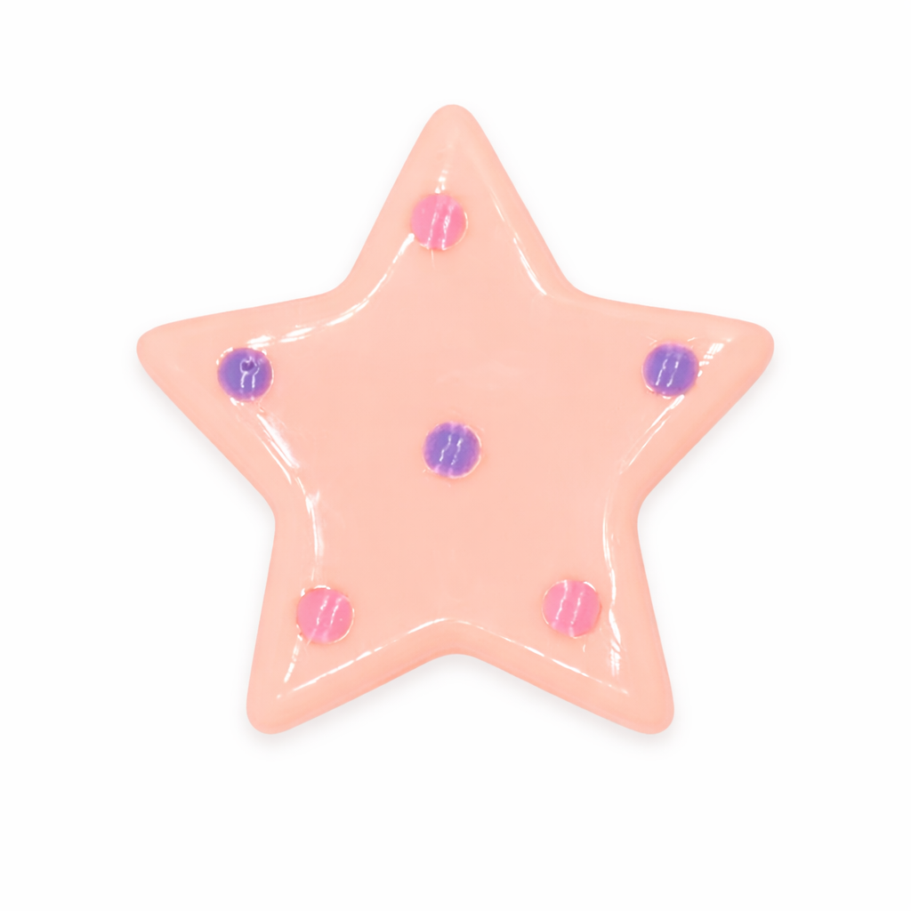Star Shaped Shoe Charm, Light Pink with Colorful Accents- Pair