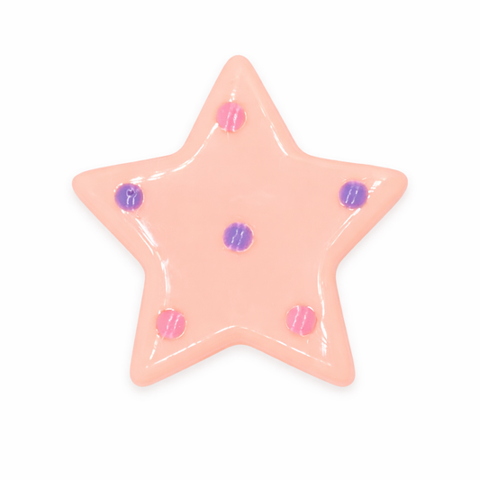 Star Shaped Shoe Charm, Light Pink with Colorful Accents- Pair