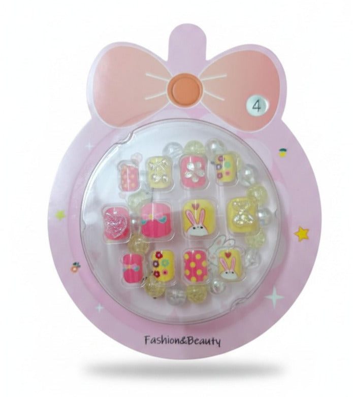 Cute Kids Press-On Nails with Bracelet