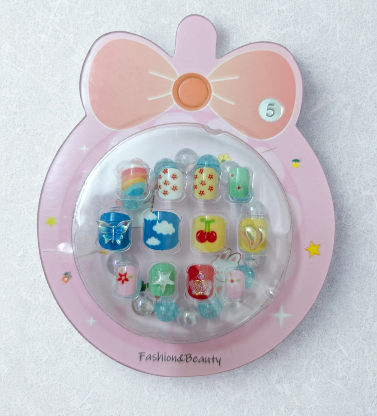 Cute Kids Press-On Nails with Bracelet