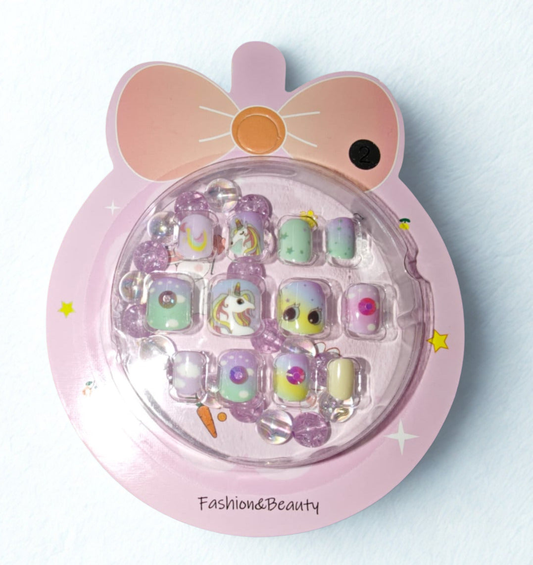 Cute Kids Press-On Nails with Bracelet