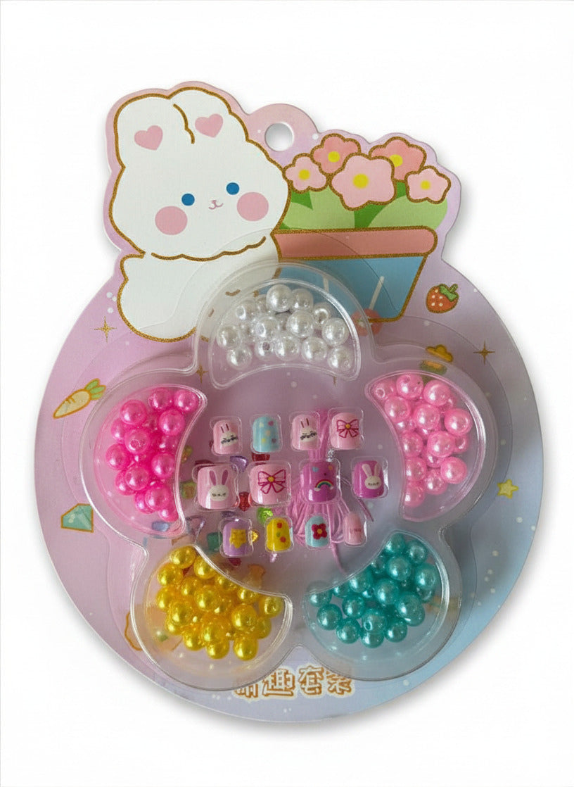 Cute Kids Press-On Nails with DIY Bracelet